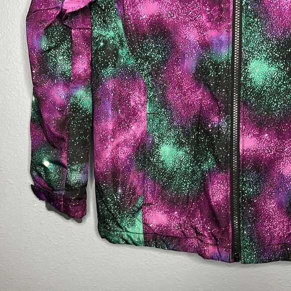 Lands End Insulated Purple Green Sky Space Scene Hooded Jackets Size M (10-12) - Picture 5 of 11
